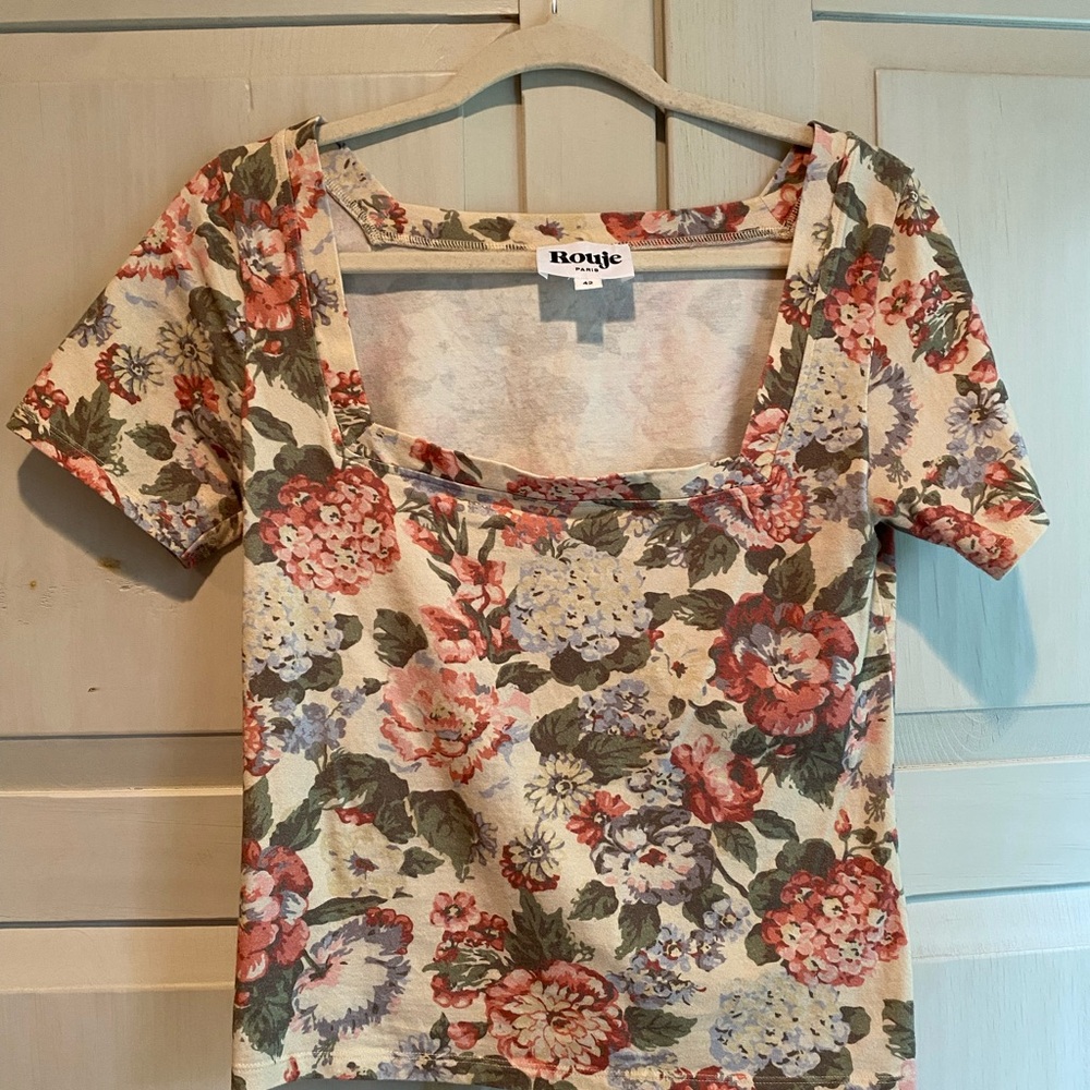Rouje Armelle Floral Print Fitted T-Shirt